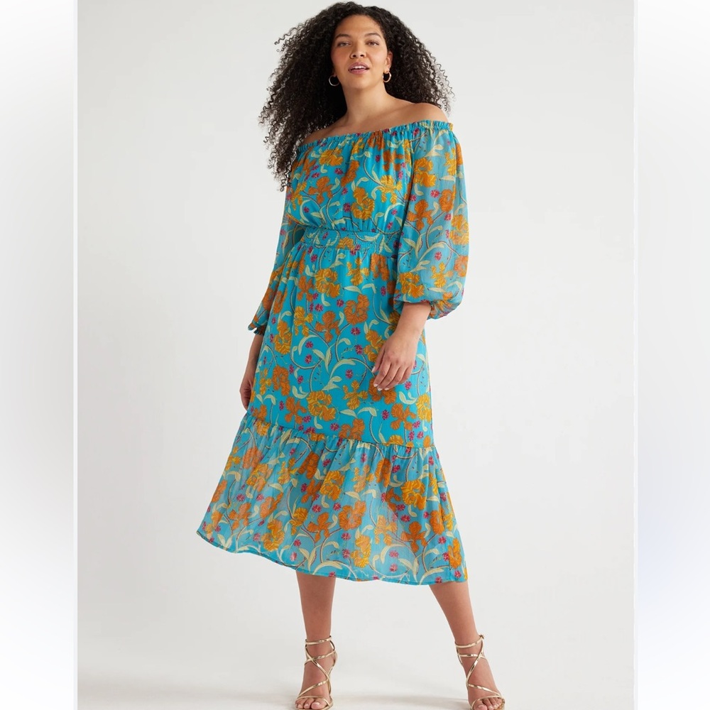 NWOT Sofia Jeans by Sofia Vergara Off The Shoulder Midi Dresses - Picture 4 of 13
